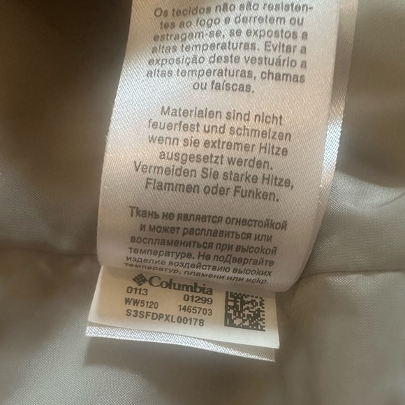 Columbia Omni Shield Jacket Size 1X Beige Plaid Hooded Down Puffer Pockets - Picture 14 of 14